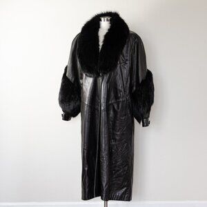 Alberto Designer leather coat with fur
